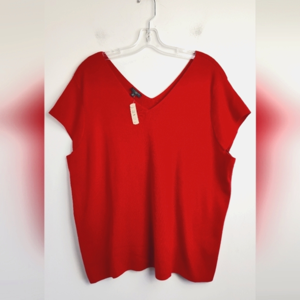 NWT Talbots Red Sleeveless Sweater Pullover cap-sleeve vest knit top new 3X